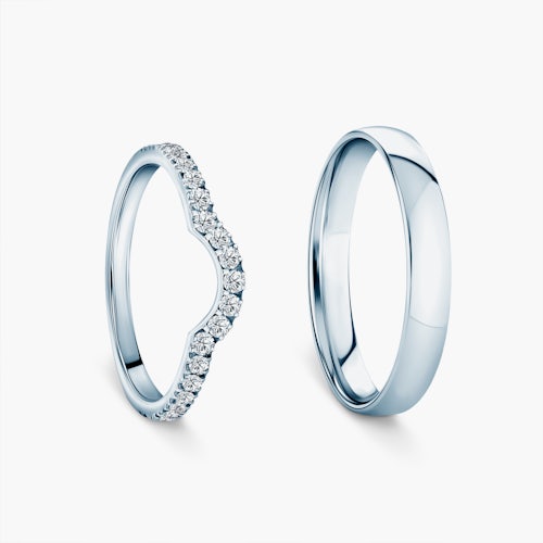 Obrączki This is Love: białe złoto, diamenty laboratoryjne, półokrągłe, 2 mm i 3 mm